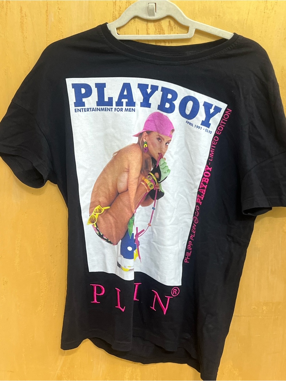 PLAYBOY X Philipp Plein Graphic Tee with Pink Accents